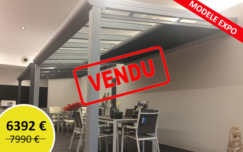 Pergola toit en verre et store de sous toiture à prix réduit
